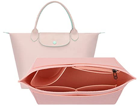D.DUO Organiseur de sac à main, organiseur de sac à main en feutre, organiseur de sac fourre-tout pliable pour insert portefeuille pour longchamp (Rose, Large)