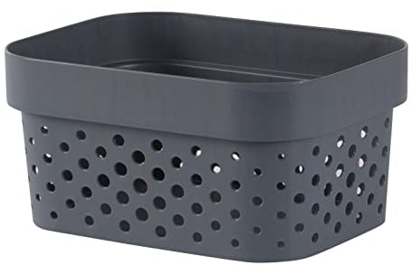 Curver Infinity Dots Xs 1,4 l recycelter Korb, anthrazit, 100% recyceltes Material, 17 x 12,6 x 8,4 cm