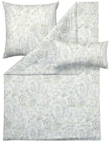 ESTELLA Mako-Satin Bettwäsche Yura grün 1 Bettbezug 135 x 200 cm + 1 Kissenbezug 80 x 80 cm