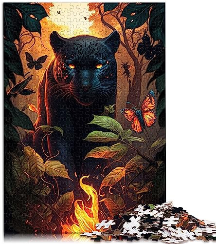 Puzzle für Erwachsene, Fiery Black Panther, Holzpuzzle, Puzzle für Erwachsene, 1000 Puzzle Spielzeuge, Lernspiele, Heimdekoration, Puzzle. 75 x 50 cm (29,5 x 19,7 Zoll).