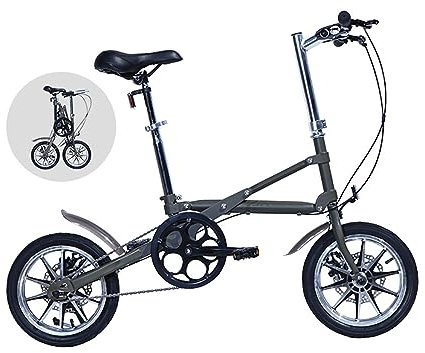 BradOc Hochwertiges Klappfahrrad,14 Zoll Aluminiumräder Gänge Faltrad V-Bremsen Faltfahrrad Einfach Zu Falten in 10 Sekunden Klappräder,Schwarz