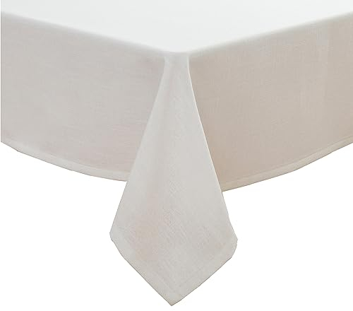 Simurq Tischdecke Abwaschbar- Wasserabweisend |Tischdecke rechteckig Leinenoptik -Lotuseffekt | Pflegeleicht & fleckenabweisend Tischdecken |Tischdecke weiß -Tischtuch Table Cloth (Weiß, 130x160 cm)