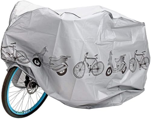 Bike Cover Waterproof Dustproof Cover for Indoor and Outdoor Use Rain Sun UV Wind Snow Proof Resistant Bicycle Storage (Grey)