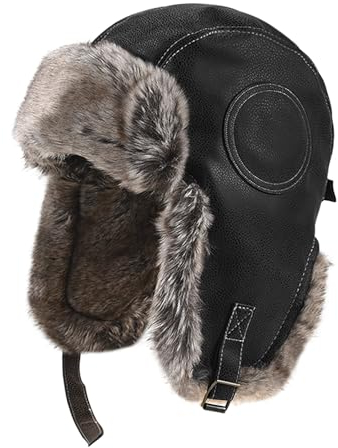 JIAHG Unisex Winter Fliegermütze Trappermütze Winddicht Wintermütze Fellmütze Warm Bombermütze Russenmütze Bomber Aviatormütze für Snowboarden Skaten Radfahren