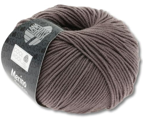 Frida's Wollhaus Lana Grossa 50 g Cool Wool Merinowolle Wolle Garn Häkeln Stricken 38 Farben (558 | Graubraun)