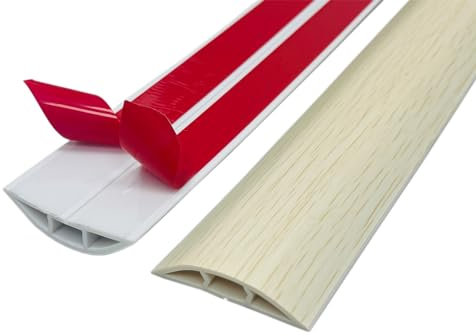 ZZLQIAN Goulotte Passe Cable Sol | Protege Canal De CâBle Flexible | Autocollante | Gestion Et Masquage De CâBles Simples | pour Bureau Maison (Grain de Bois C, 1,5 M)