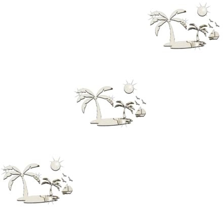 Mikikit 3St aufkleber Wanddekoration aus Acryl schöne Vögel Spiegeldekoration abnehmbar Palmeninsel 3d