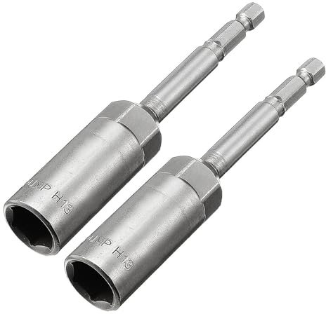 TA-VIGOR 2Pcs 13mm Nut Setter Driver Drill Bit Set, 1/4 inch Hex Shank Quick Change, 100mm Length Metric Nut Driver Set for Woodworking, Machine Maintenance, Auto Repairing, Furnitures, No-Magnetic
