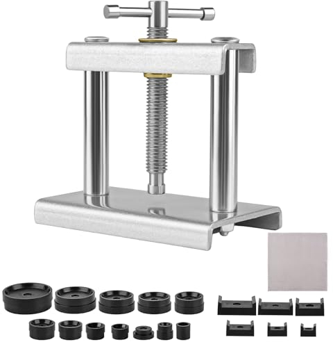 MXTIMWAN Kit Pressa Orologiaio Professionale,Chiudi Cassa Posteriore Orologio,Kit Cambio Batteria Orologio,Attrezzi per Riparazione Orologi,Dell'Orologio Strumento di Con 18 stampi
