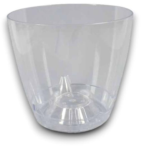 Generico Vaso in plastica Trasparente per Orchidee, Due Dimensioni, Materiale acrilico finitura lucida antiurto con Cono d'aria traspirante (Trasparente, 16,5x18x18-3 Litri)