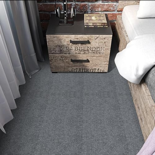 Carpet Tiles Self Adhesive Carpet Floor Tiles | Anti-Slip Flooring Rugs for Living Room Office Bedroom, Light Grey Peel and Stick Rugs Thick 4.5mm 30 x 30 cm 50pcs
