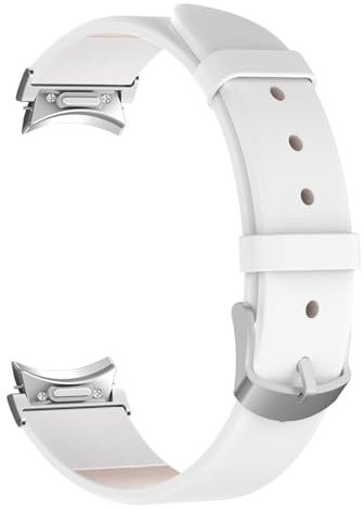 Leder Armbänder Kompatibel mit Samsung Galaxy Watch 7 6 5 4 40mm 44mm Lederarmband für Damen Herren, Lederarmbänder Ersatzarmband Sportarmband Uhrenarmband Lederband (Weiß)