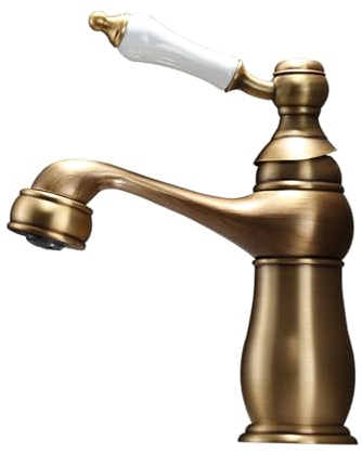 YQZQXWA Retro Badezimmer Waschtischarmatur, G1/2 Anschluss, Bad Waschtischarmatur Einlochmontage Messing Antik Messing Wasserhähne für Badezimmer Waschbecken, Antik Innovate