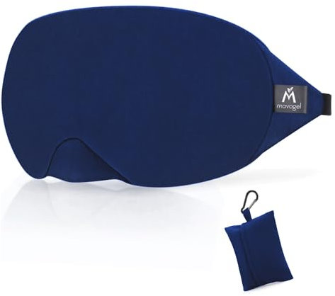 Mavogel Baumwoll-Schlafmaske - 100% handgefertigt, lichtundurchlässige Schlafmaske mit aktualisiertem, gebogenem Nasendesign, weiche Schlafmaske für Frauen und Männer, inkl. Reiseetui (Starry Blue)