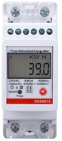 Compteur D'énergie Bidirectionnel, Moniteur de Puissance RéActive Active monophasé KWh Fréquence de Tension 1600imp/kWh Rail DIN