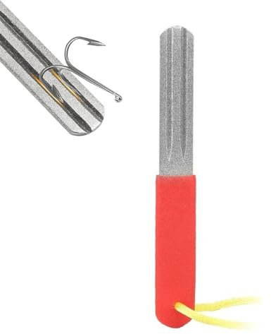 Fish Hook Sharpener, Double Sided Diamond File Sports Fishing Hook Hone, Fishhook Sharpening Whetstone with Handle 400/800 Grits Diamond Fish Hook Grinding File for Fishing