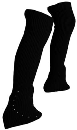kowaku Figure Skating Leg Warmers Knitting Long Leg Warmers Supplies Fashion Cover Skating Socks for Sports Party Yoga Cold Weather, Black