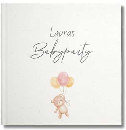 YMEMOS Gästebuch Babyparty zum Ausfüllen – Baby Shower Gästebuch für 12 oder 25 Gäste – Erinnerungsbuch & Geschenk zur Babyparty für Junge & Mädchen