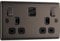 AMK® BG 13 Amp 2 Gang Switched Socket with USB Charger Slots USB Type A & C Black Nickel Metal Colour