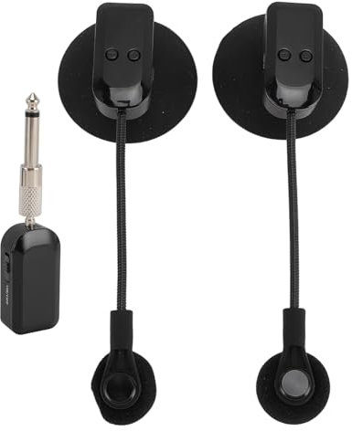YUEHISY 2pcs di Microfono Strumenti, 2,4 G di Microfono con Condensatore Clip UHF, di Ricevitore Microfono Wireless, Pickup 'amplificatore Vocale per Trombe Corna Violino Chitarra