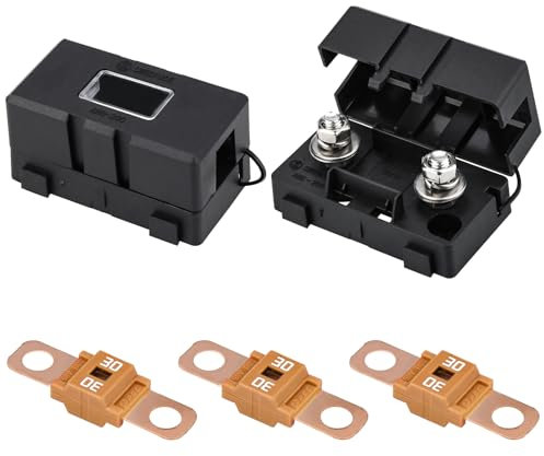 Midi Schraubsicherung, 3 Stück Midi Sicherungen 2 Stück ANS Sicherungshalter 12V-58V Midi Hochstromsicherung 50A Ampere für Pkw, Lkw, Baufahrzeugen, Bussen, Wohnwagen (30A)