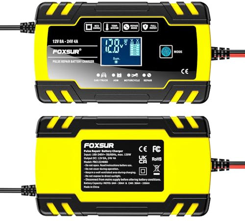 Chargeur de batterie de voiture, 12 V/8 A et 24 V/4 A LiFePO4, plomb-acide (AGM/Gel/SLA) 3 étapes automatique intelligent à impulsion intelligente, désulfateur, charge rapide pour automobile, camion