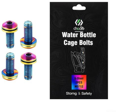 4Pcs Alloy Steel Bicycle Cage Screws M5*12 for Road and Mountain Cycling (colorful)