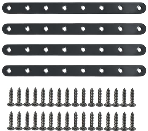 Mooche 4PCS Connecting Plates Straight Repair Joining Fixing Mending Flat Bracket Brace Shelf Support Stainless Steel Connector（24.8CM）
