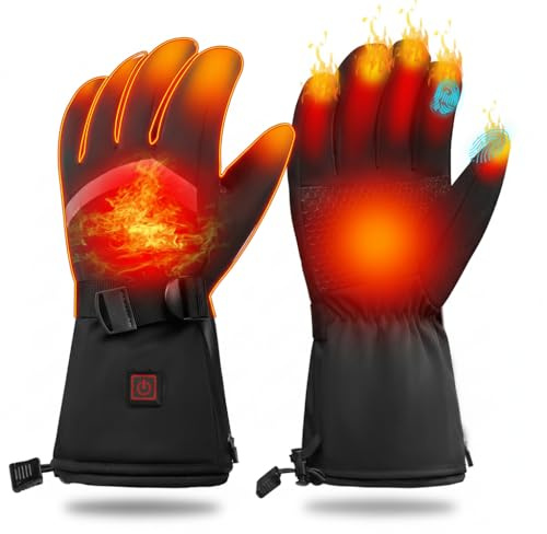 Moteoza Beheizbare Handschuhe Herren Damen - Winterhandschuhe mit Akku, 7.4V 3000mAh, 3-Stufen Heizung, Wasserdicht, Touchscreen Heizhandschuhe für Skifahren, Motorrad, Radfahren, Camping