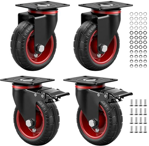 4 Stück Schwerlastrollen 100mm Lenkrollen mit Bremse(2 Lenkrollen 2 Bremsrollen)