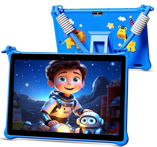 VASOUN Kids Tablet 10 inch, Android Tablets for Kids with 64GB ROM, 6000 Mah, Tablet PC with Time Limits, Age Filters, Parental Controls, 5G WIFI, Bluetooth (Blue)