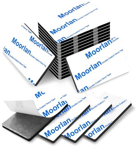 Moorlan Double Sided Sticky Pads Tape Heavy Duty 50 Pcs, Strong Waterproof Foam Adhesive for Indoor Outdoor Mounting, Secure Strips for Walls, Car, Home, Office(50mm x 30mm)
