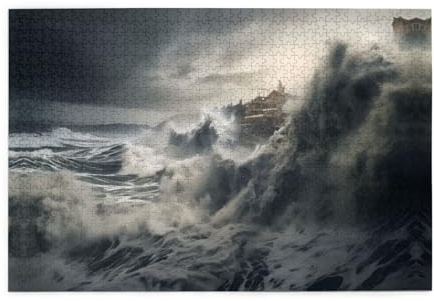 Holzpuzzle 1000 Teile WZYWHJ Big Waves gedruckt für Erwachsene und Kinder, perfekt für Familienspaß, Stressabbau