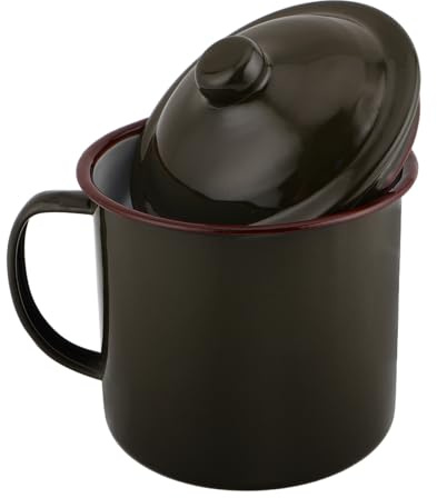 Veemoon Tazza da Campeggio in Smalto Vintage con Tappo, Capacità 700ml, Resistente a Rotture, per Campeggio e Uso Domestico