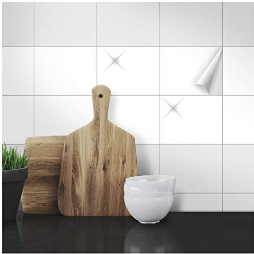 Wandkings Fliesenaufkleber - Wähle eine Farbe & Größe - Weiß Glänzend - 15 x 20 cm - 20 Stück für Fliesen in Küche, Bad & mehr