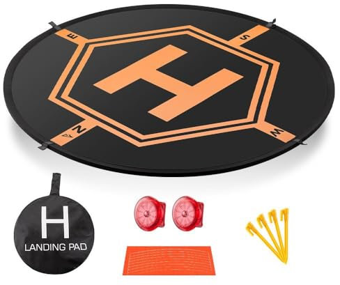 AURTEC Universal Drone Landing Pad 32 Zoll (80cm) mit LED-Leuchten, Fast-Fold wasserdichter Hubschrauberlandeplatz für DJI Mini 3 Pro, Mavic Mini 2, Mini SE, Air 2/2S, Mavic 3 und mehr.