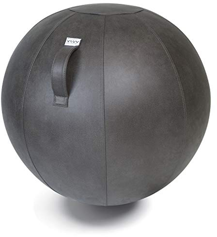 VLUV BOL VEEL Sitzball, ergonomisches Sitzmöbel für Büro und Zuhause, Farbe: Elephant (dunkelgrau antik), Ø 70cm - 75cm, Bezug aus Mikrofaser-Kunstleder, robust und formstabil, mit Tragegriff