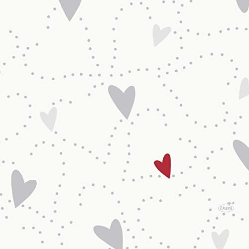 Duni Zelltuch Servietten Love 33x33 cm 1/4 Falz 50 Stück, Duni Servietten 33x33 Love