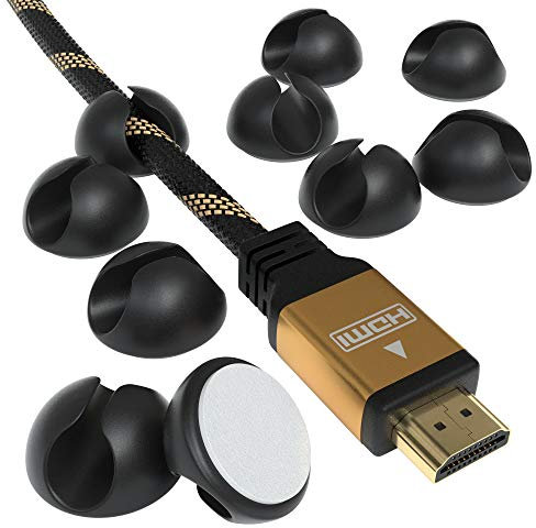 EAZY CASE 12x Kabelclips zur Kabelbefestigung, elastisch & selbstklebend I Kabel Befestigungsclips, Kabelhalter für Kabelmanagement, flexibel, Schwarz