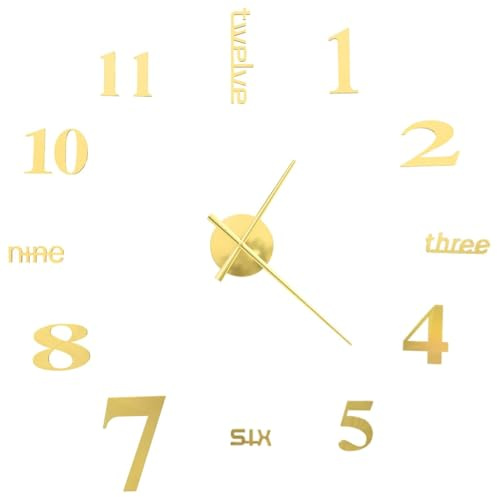 vidaXL Reloj 3D de Pared con diseño Moderno 100 cm XXL Dorado