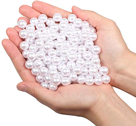 Perlen zum auffädeln lose Perlen für armbänder 180 Stück 12mm poliert Perlen für Christmas decoration/Vase Füllstoffe/DIY Schmuck Halsketten/Kleidung Dekoration/Hochzeit/Geburtstag Party (Weiß 12mm)