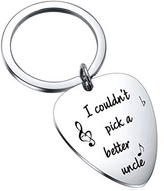 Keytells Gitarrenplektrum, Schlüsselanhänger für Gitarrenliebhaber, Gitarrenspieler, Geschenk für Weihnachten, Geburtstag, Uncle Gitarre Plektrum Keyring Schlussel, Regulär