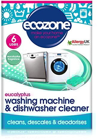 EcoZone Washing Machine & Dishwasher Cleaner Tablets, 2-in-1 Treatment Kit Cleans, De-scales & De-odorises, Eucalyptus Scent, Plastic Free Natural Vegan Friendly Plant-Based Cleaning (Pack of 6 Tabs)