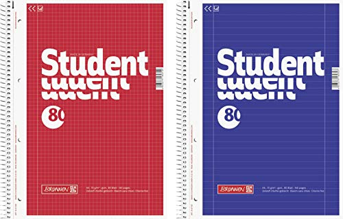 BRUNNEN Collegeblock Student, A4, 70 g/m², 80 Blatt (10, A4 liniert + kariert)