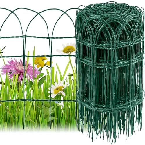 Amagabeli 0.4M x 25M clôture de bordure de jardin vert 2.95mm RAL6005 fil métallique enduit de PVC clôture filet antirouille pour barrière extérieure pour animaux de fleurs DA140