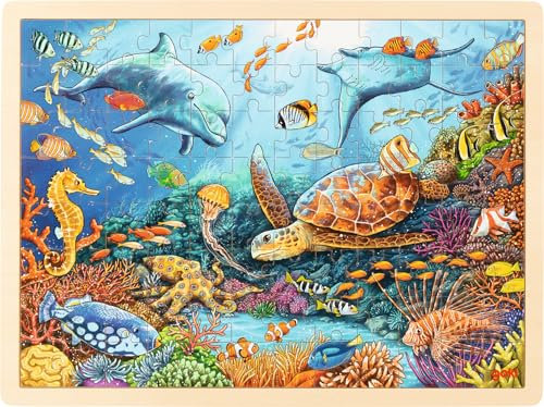 Einlegepuzzle Great Barrier Reef: 40 x 30 x 0,8 cm, Holz, 96 Teile, per Stück