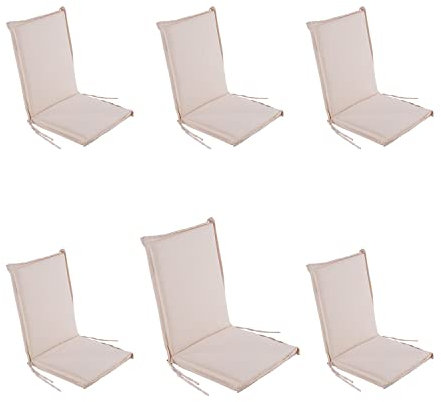 Pack 6 Cojines para sillón de jardín reclinable estándar Beige, Medidas 92x42x4 cm, Desenfundable, Funda de cojín con Relleno para sillas de terraza, Cojines Silla de Comedor jardín