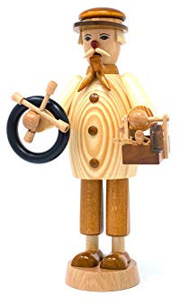 Drechslerei Friedbert Uhlig, Räuchermännchen Nr. 038, Autoschlosser, 25 cm hoch, aus regionalem Holz gedrechselt, echte Handarbeit aus dem Erzgebirge, Weihnachten, Holzkunst, Echtholz