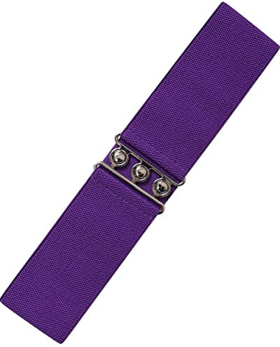 Ro Rox Cintura Larga Elasticizzata in Stile Retro Vintage 1950 - Taglie 38-42 - Viola (Small)