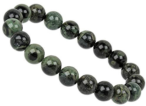 ELEDORO Stretch Armband aus echten Edelsteinen-Perlen 10mm: für Energie und Harmonie (Kambaba Jaspis)